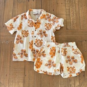 Mini rodini wildflower woven cotton shorts and top set 5-7 years Organic unisex